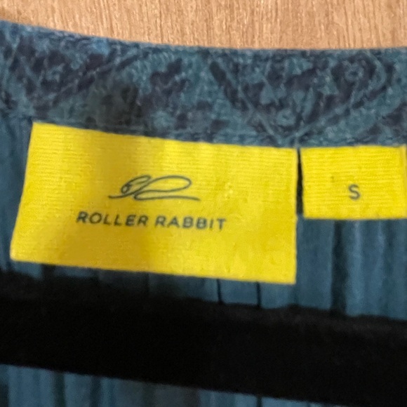 ROLLER RABBIT-Dress Womens Small Blue Pine Searsucker Trapeze Binh Lalana - Picture 3 of 3